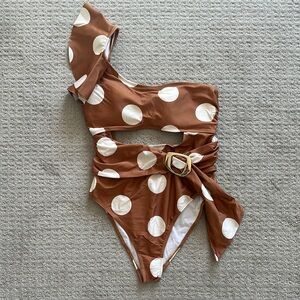 River Island Resort one shoulder one piece polka dot size 10 swimsuit